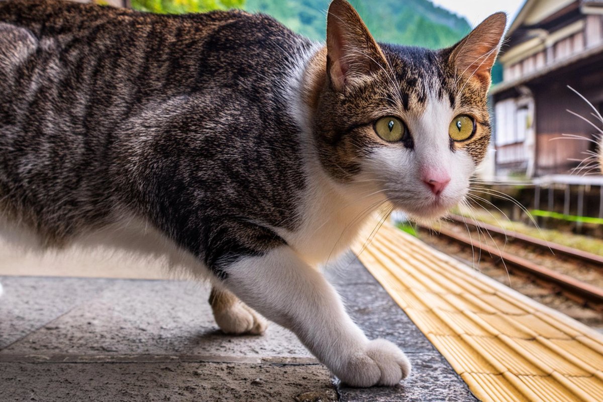 gatos estacion en japon