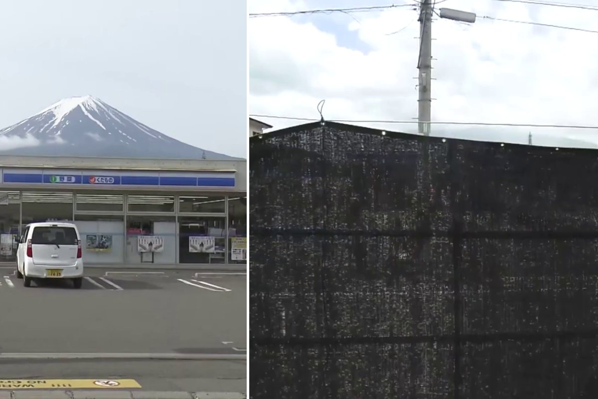 tienda lawson con el monte fuji
